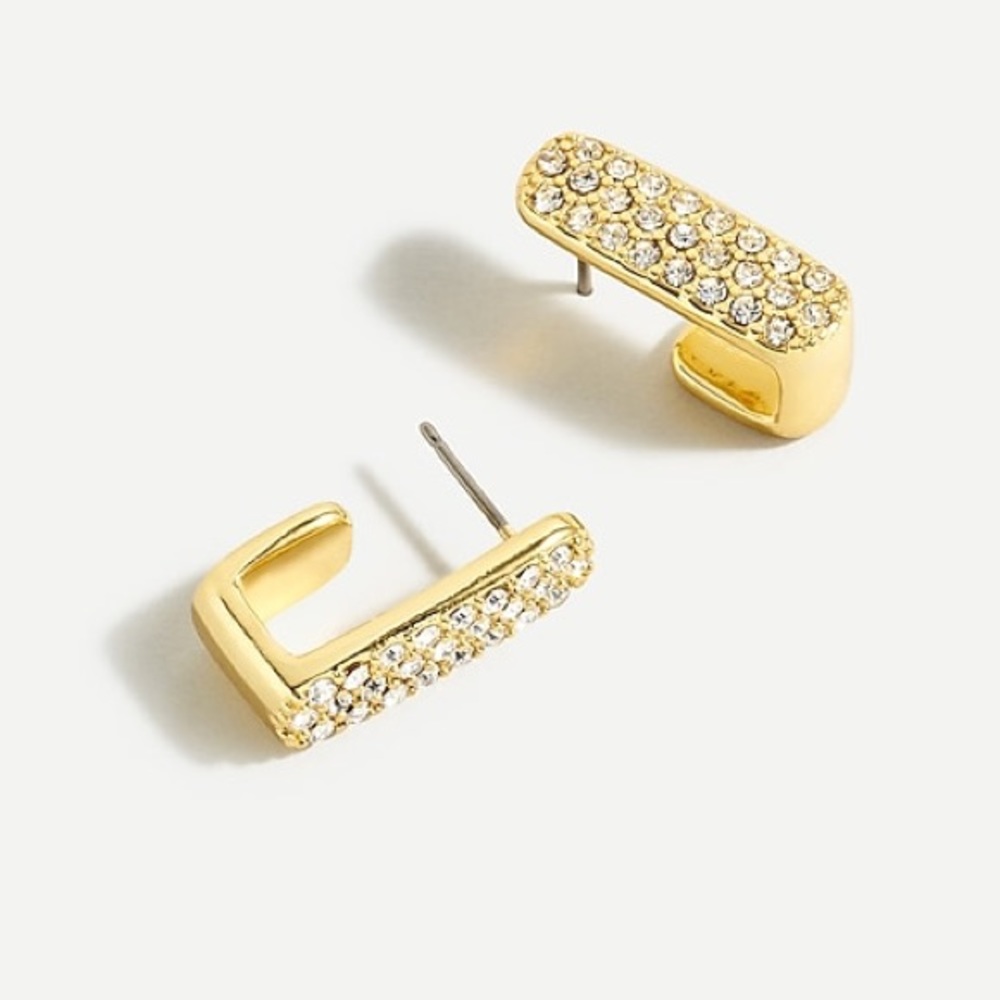 J Crew Flat-link pavé hoop earrings nwt academiacore
